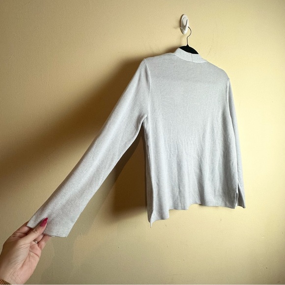 J. Jill Light Gray Wool Blend Open Front Cardigan Sweater Women’s Size Medium - Picture 6 of 12